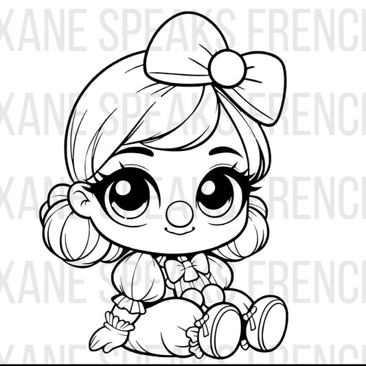 Cute Gothic Baby Girl Clown Outline SVG - For DIY and Cricut Projects