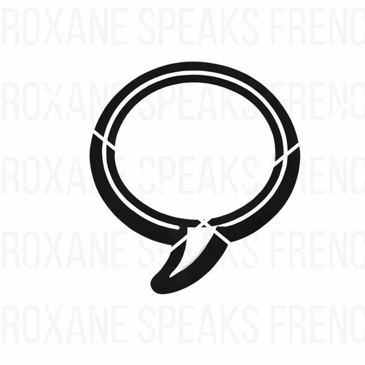 Bold round comic speech bubble with black outline and stylized tail, ideal for DIY crafts and digital projects.