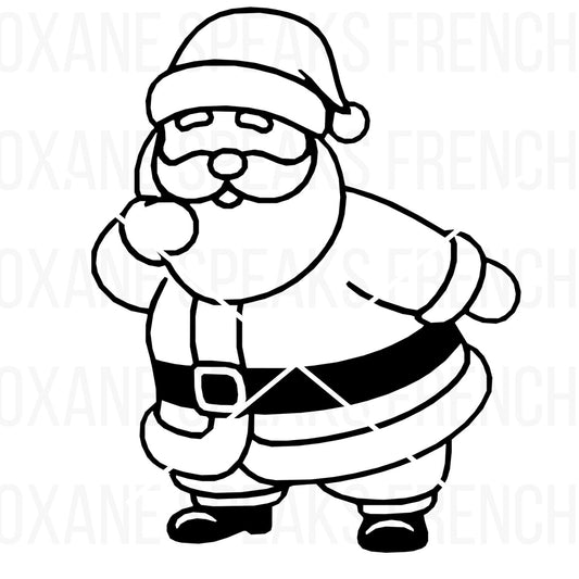 Cool Santa SVG PNG clipart featuring a playful Santa Claus holding his beard thoughtfully, dressed in his iconic hat and belt, perfect for festive crafts and Christmas-themed designs