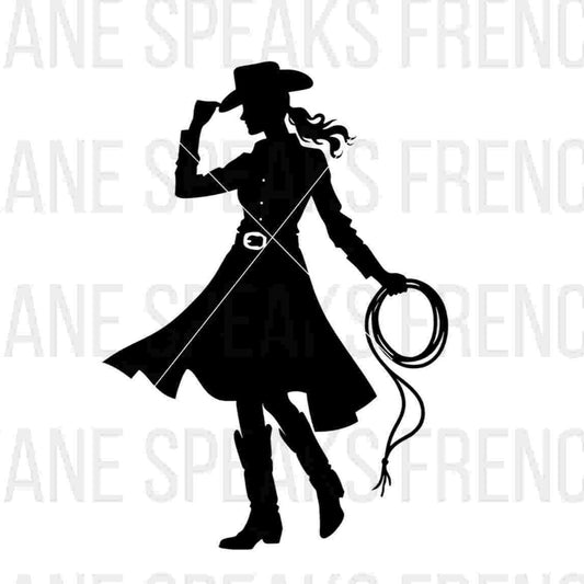 classic and elegant cowgirl silhouette with cowboy hat