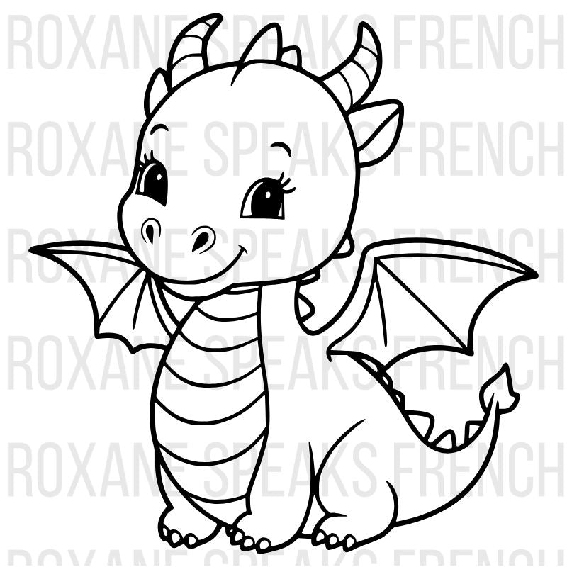cute sitting baby dragon coloring page