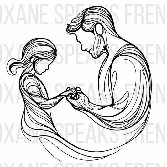 Elegant Father And Daughter Illustration SVG For DIY and Cricut Projects