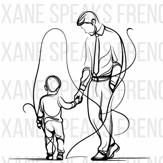 father and son elegant illustration