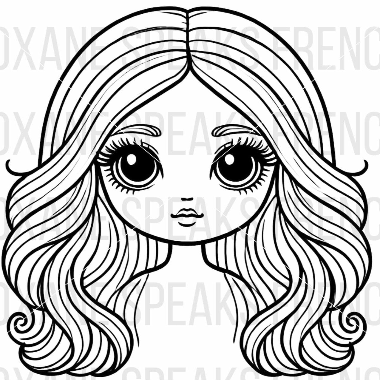 adorable doll face illustration vector file