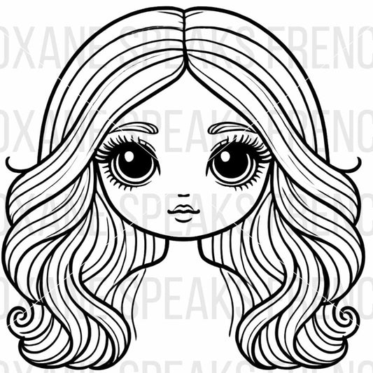 adorable doll face illustration vector file