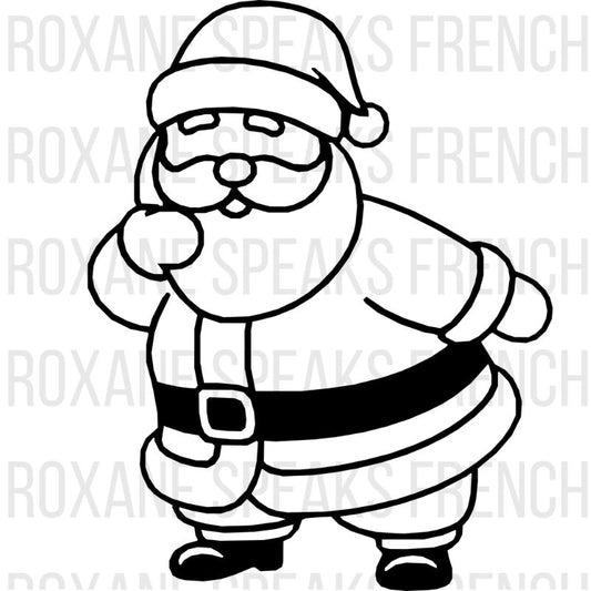 Easy Santa Claus coloring page featuring simple jolly Santa character with hat, beard, and classic outfit - printable beginner-friendly line art design for all ages