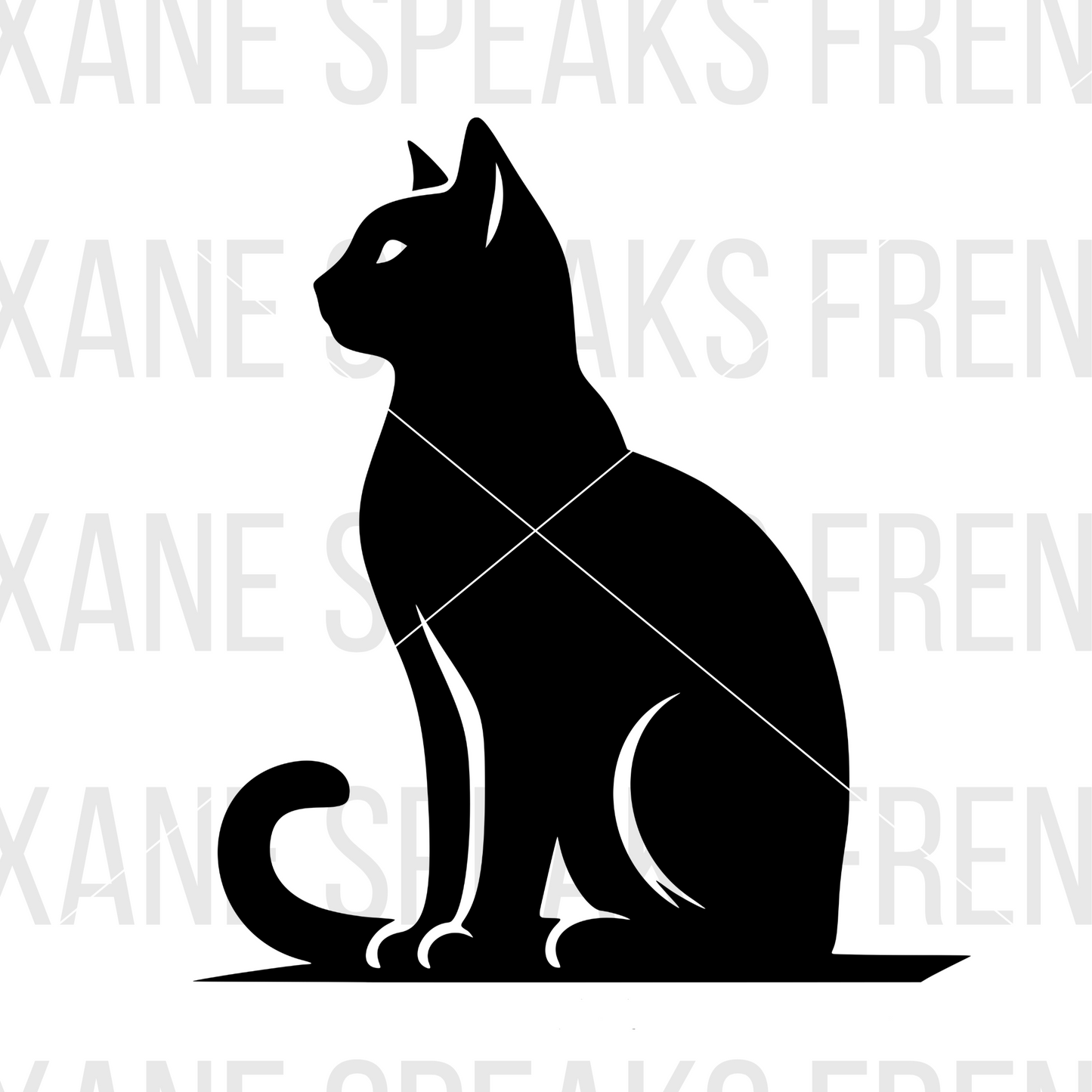 Black silhouette illustration of a sitting cat, facing left, with a sleek and elegant design.  DIY Ideas: