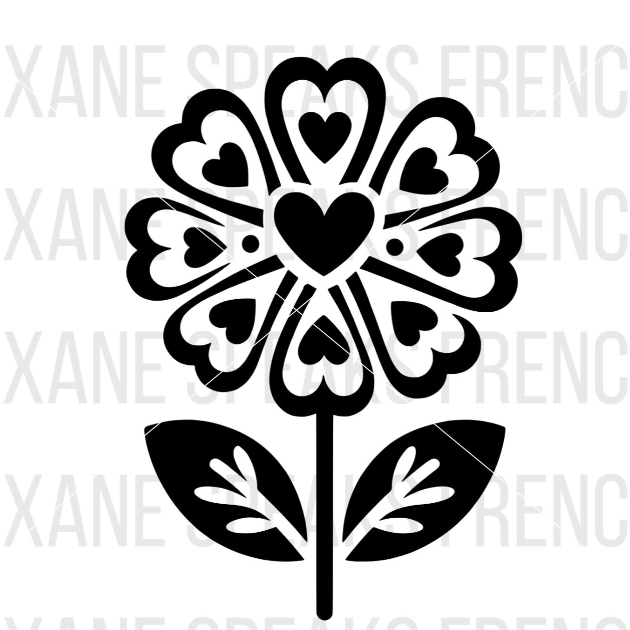 Flower SVG PNG File – Elegant heart-shaped flower design with bold outlines for Cricut and Silhouette