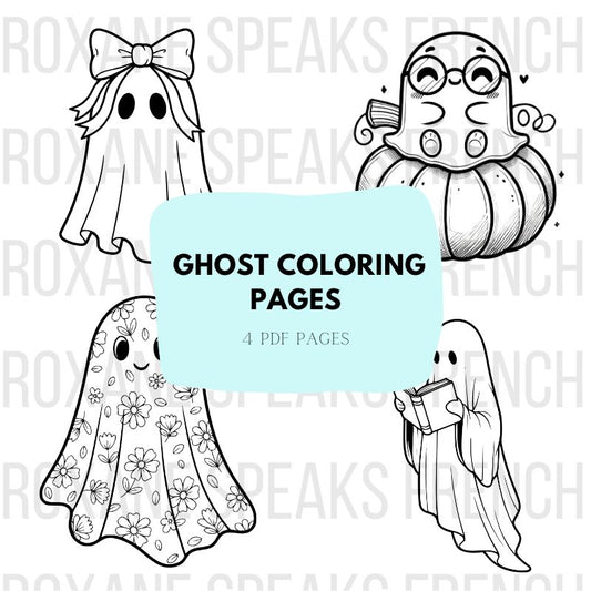 Easy Ghost Coloring Pages - Printable PDF