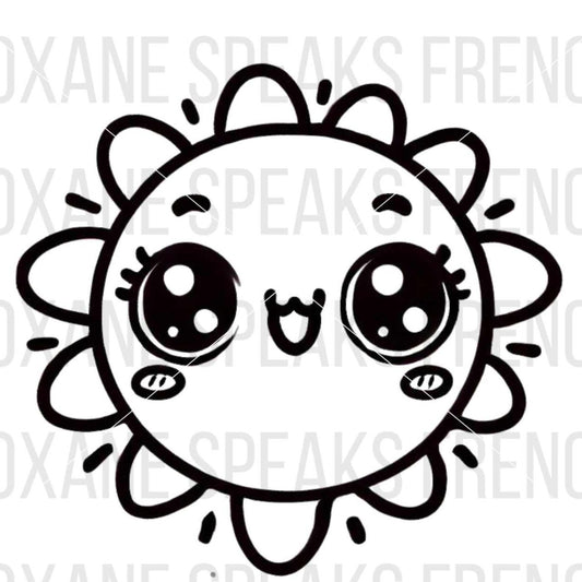 Kawaii Sun SVG File – Cute sun with big eyes and a happy expression, perfect for Cricut, Silhouette, and cutting machines