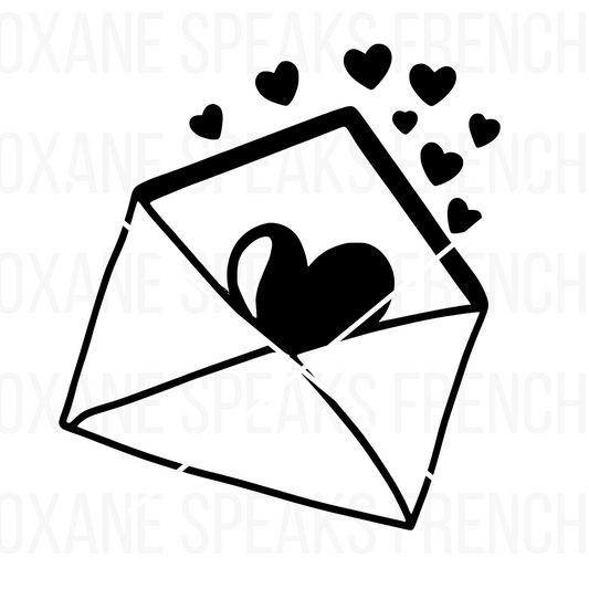 Love Letter SVG PNG Clipart - Romantic Envelope with Hearts Vector For Valentine's Day