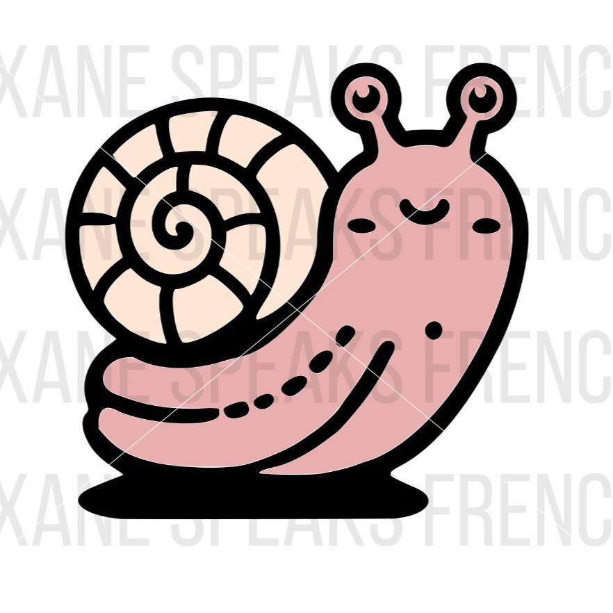 cute pink snail on watermark background 