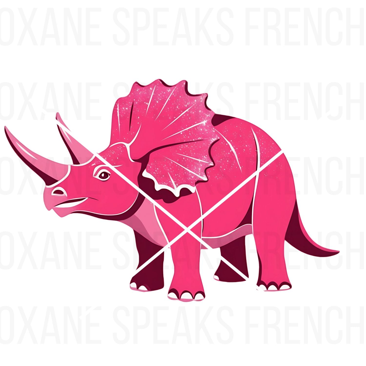 Pink Triceratops SVG PNG Clipart featuring a vibrant glittery dinosaur design, ideal for crafting, party decorations, and print-on-demand projects