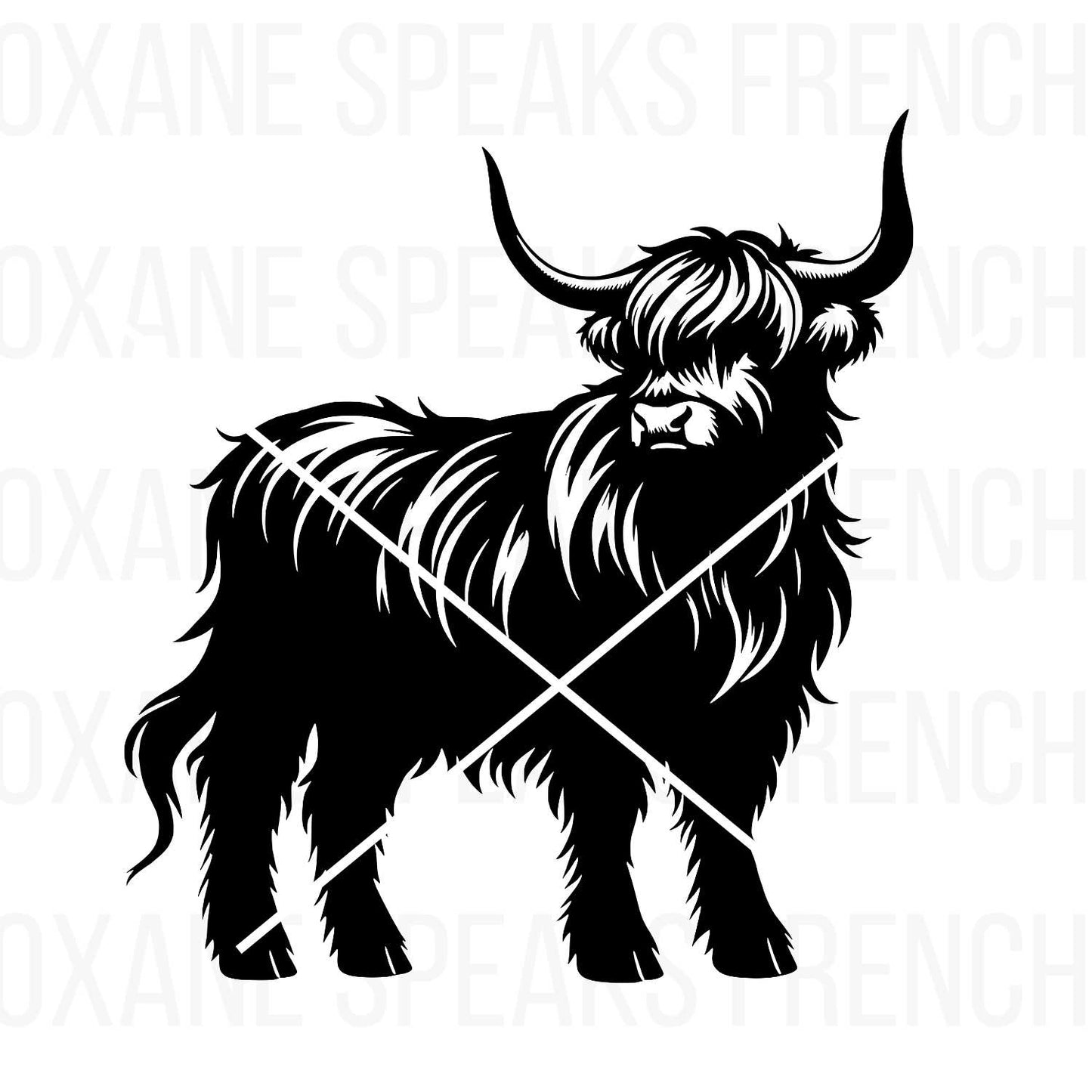 Highland Cow SVG PNG Clipart - Rustic Black Silhouette Vector for Farmhouse Decor and Crafts