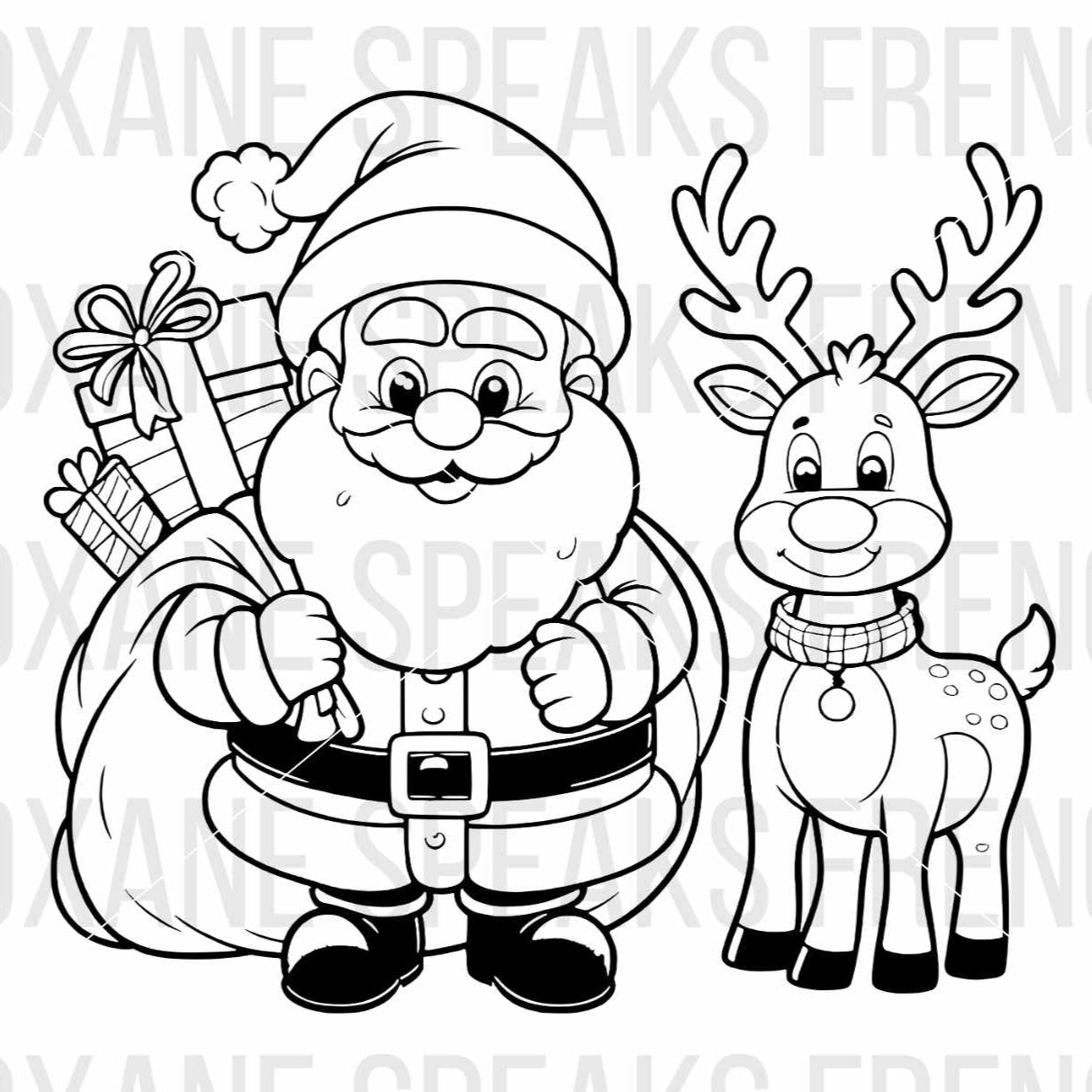 Christmas Cartoon Santa And Reindeer Illustration SVG For DIY and Cricut Projects