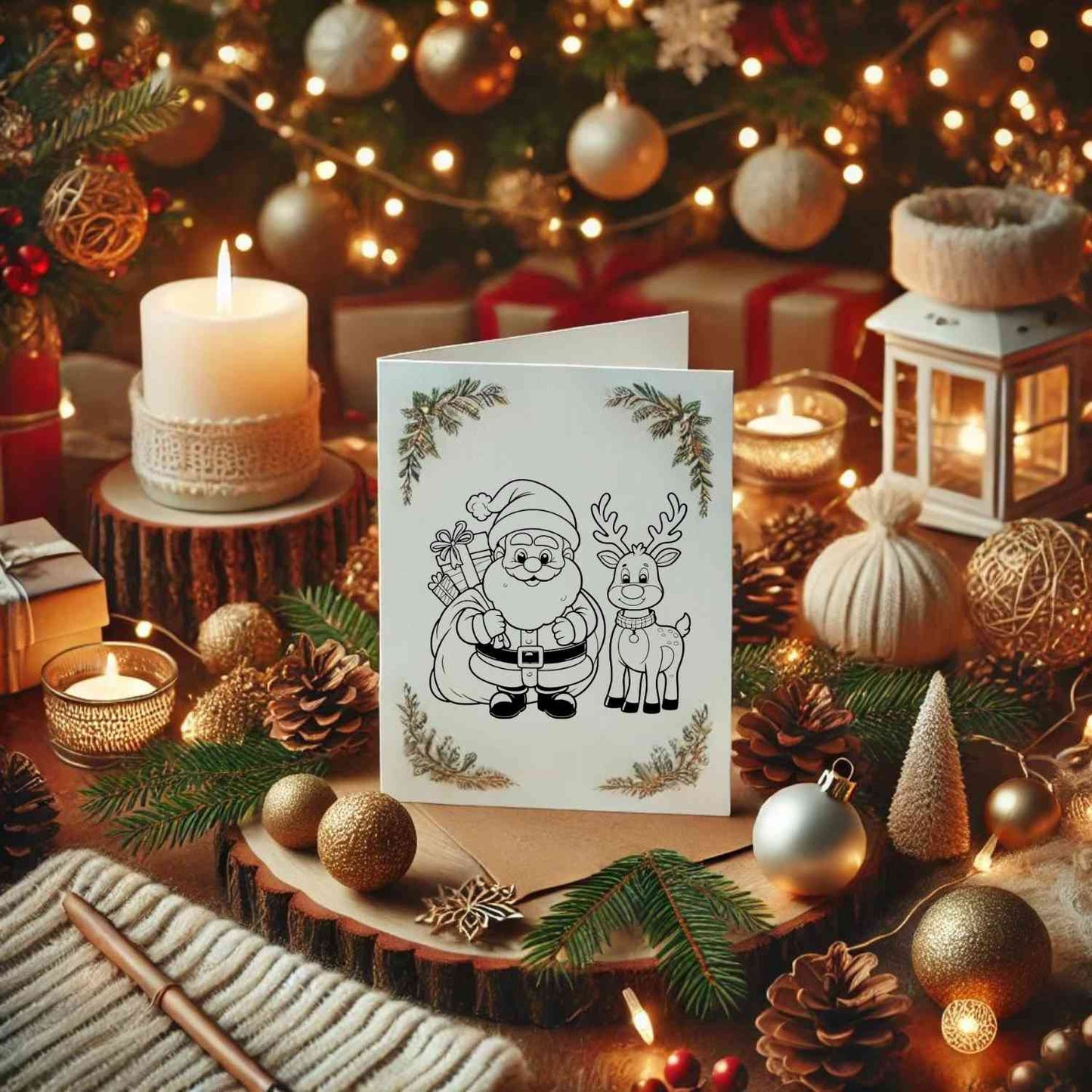 Christmas Cartoon Santa And Reindeer Illustration SVG For DIY and Cricut Projects