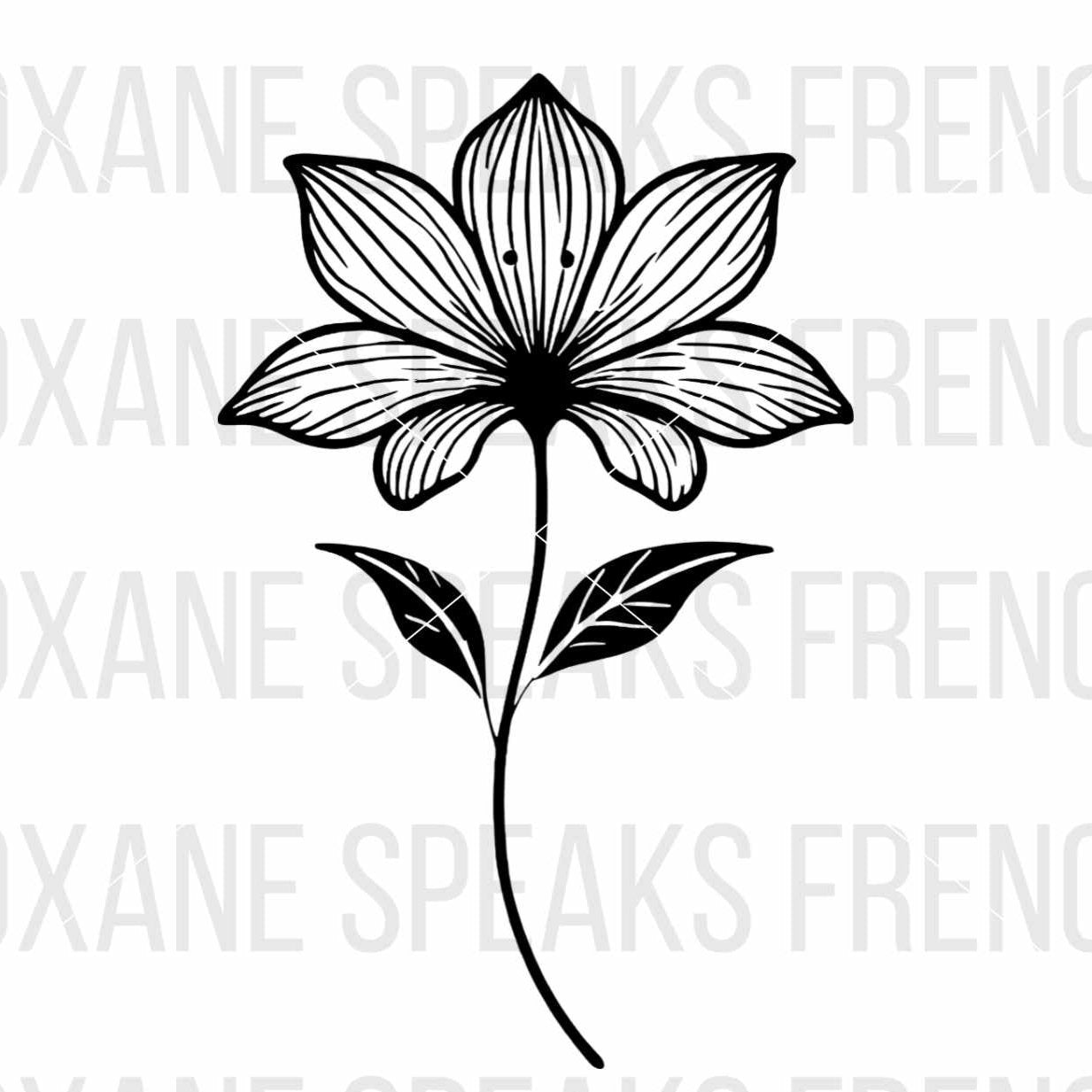 Skeleton Flower SVG File – Black and white outline of a skeleton flower, perfect for Cricut, Silhouette, and cutting machines