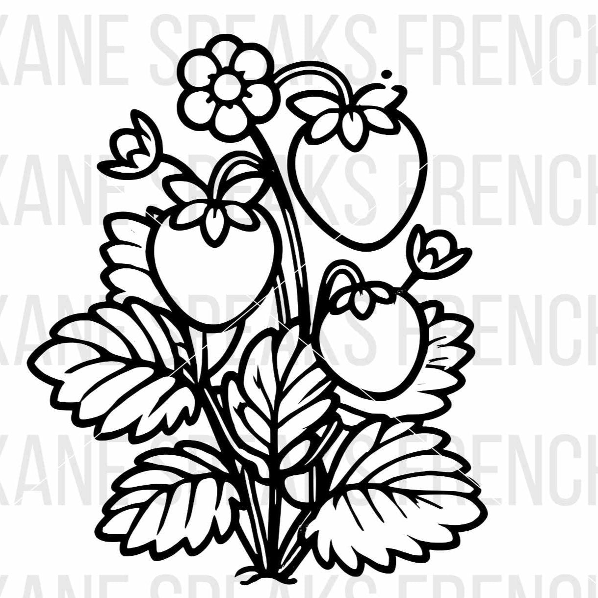 Simple Strawberry Plant Outline SVG For DIY and Cricut Projects