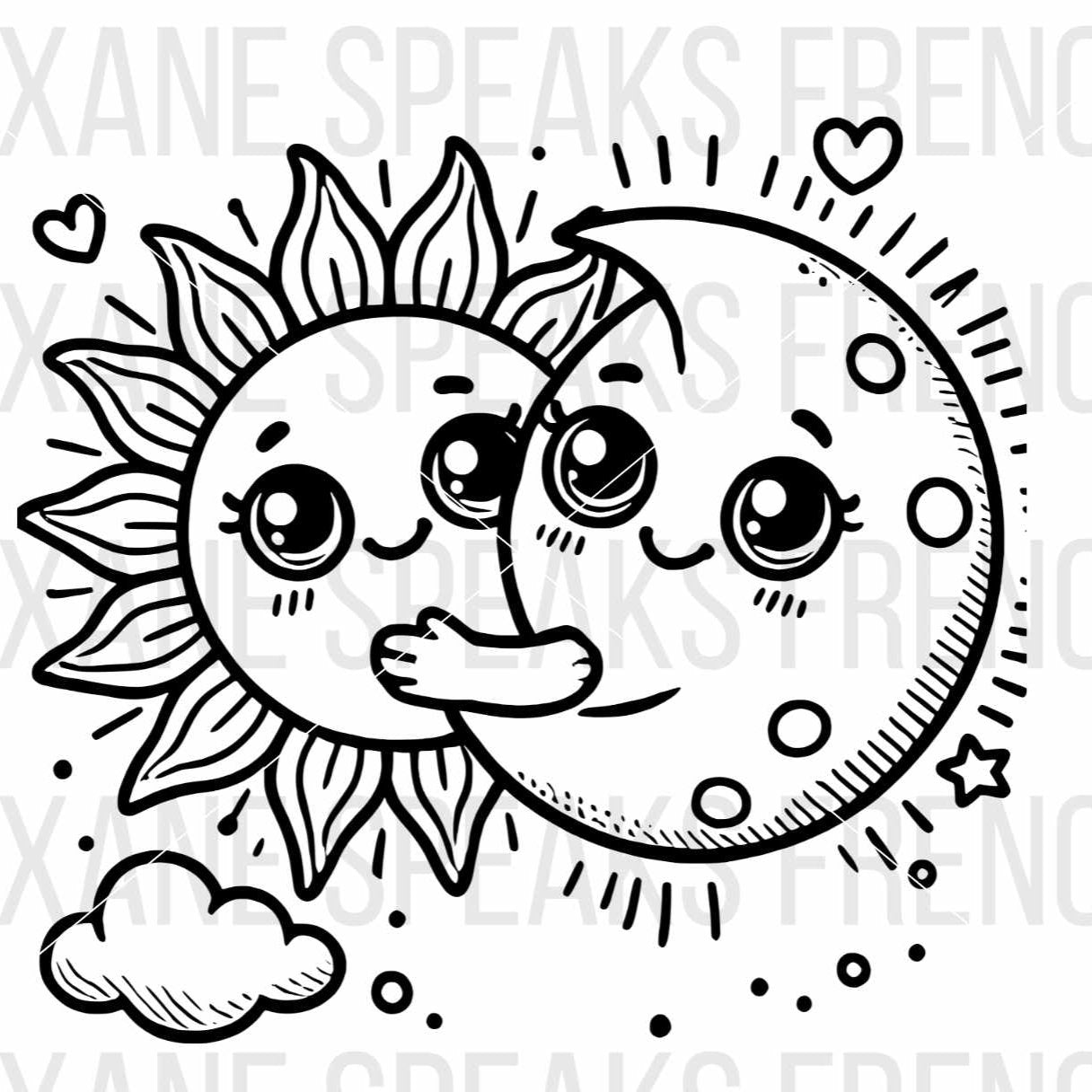 Cute Cartoon Sun And Moon Illustration SVG For DIY and Cricut Projects