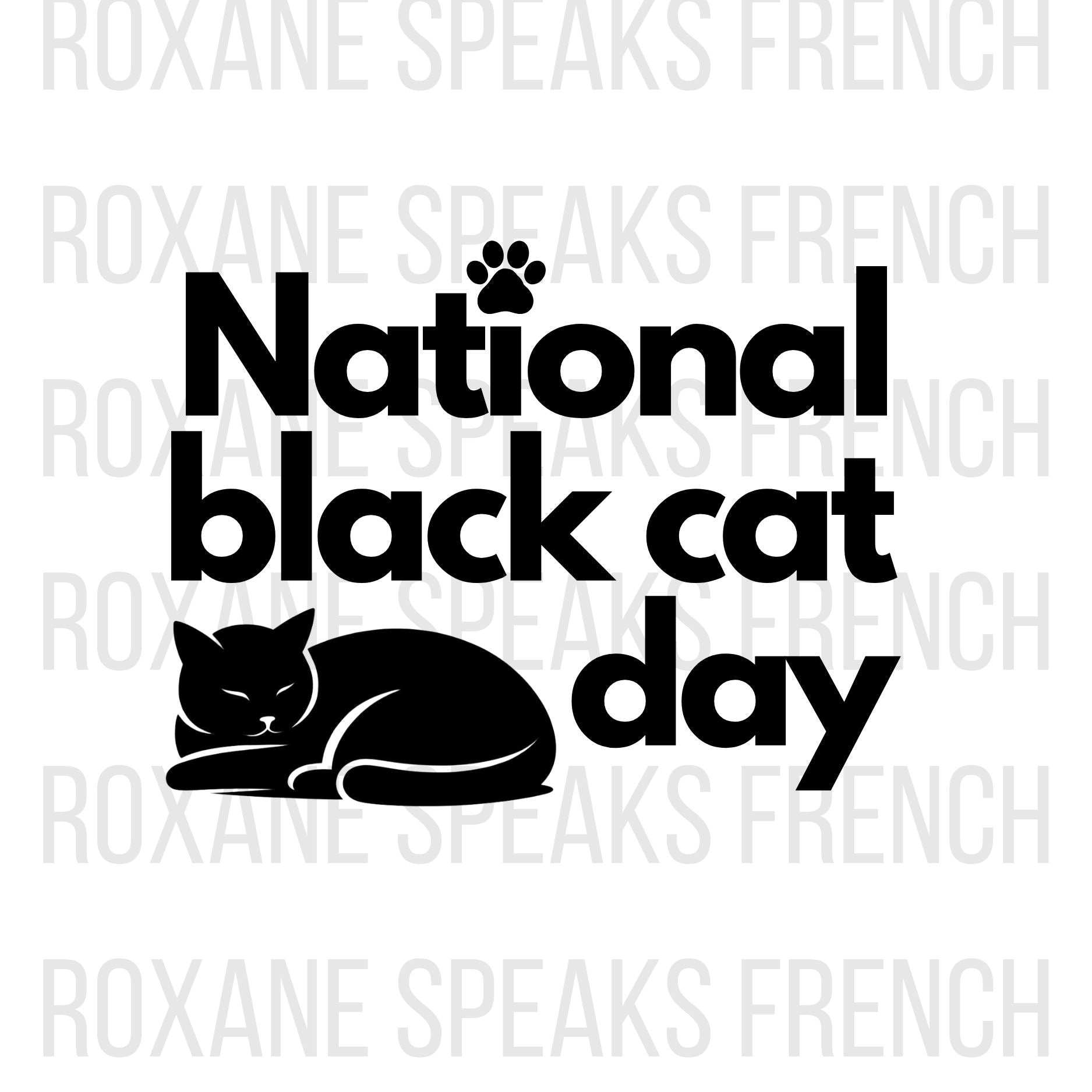 National Black Cat Day SVG PNG Clipart - Elegant Cat Silhouette - Inst ...