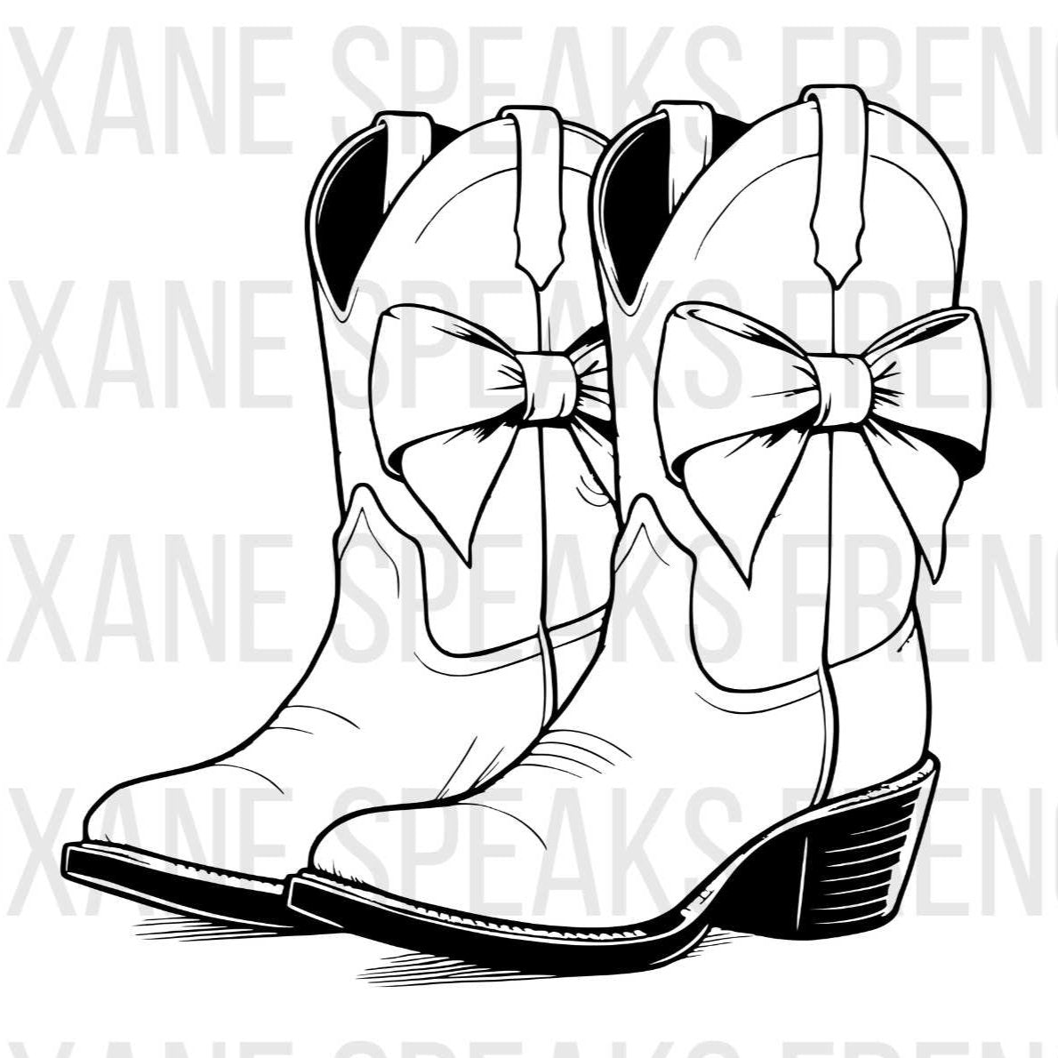 Western Cowboy Boots With Cute Bow Illustration SVG For DIY and Cricut Projects