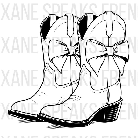 Western Cowboy Boots With Cute Bow Illustration SVG For DIY and Cricut Projects