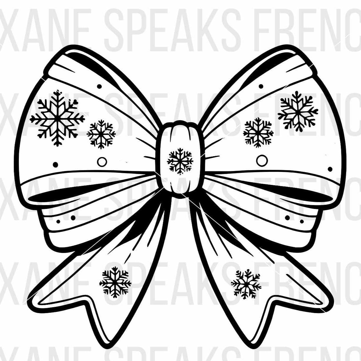 unique And Preppy snowflakes bow outline